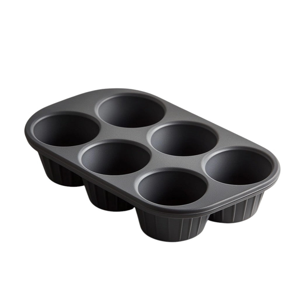 Padva Muffin Pan - High-Density Platinum Silicone - Professional Grade Non-Stick Cupcake Mold - Reinforced Structural Frame - Charcoal Grey - 12 Cup