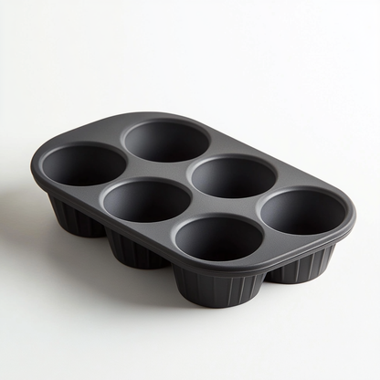 Padva Muffin Pan - High-Density Platinum Silicone - Professional Grade Non-Stick Cupcake Mold - Reinforced Structural Frame - Charcoal Grey - 12 Cup
